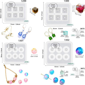 Beads Resin Molds with Hole for Gemstone Cabochon Jewelry Casting 14-Count