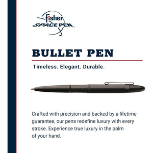 Fisher Space Pen Bullet Pen, Ballpoint, Brass, Matte Black, Black Ink, Pocket Clip