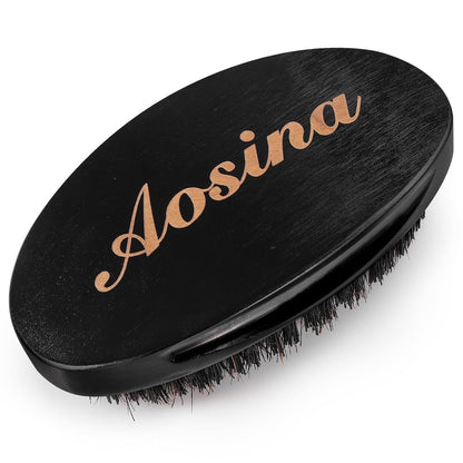 Wave Brush Medium Boar Bristles Hair brush-Designed for Thin and Normal Hair-Mens Curved Military Wave and Beard Brush-Great for 360 Waves