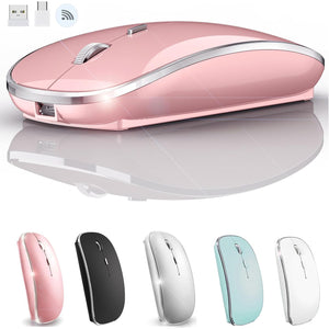 Wireless Mouse for MacBook Pro MacBook Air MacBook Laptop Mac iMac Desktop Computer Chromebook Win7/8/10/11 PC HP Dell Laptop 2.4 USB/USB C Mouse (Rose Gold)