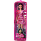 Barbie Fashionistas Doll #177 with Long Black Hair & Color Block Floral Dress & Accessories Including Strappy Purple Heels & Butterfly Ring