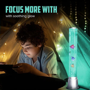 Fish Lamp Sensory Bubble Tube Bubble Lamps Aquarium Night Light 6 LED Color Changing Sensory Tubes Table Lamp Lava Bedroom Lamps Home Decor Desk Fake Fish Tank Birthday Gifts for Women Men 1.9FT