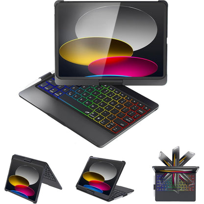 BABG Keyboard Case for iPad 6th/5th 9.7inch, iPad Pro 9.7, iPad Air 2, iPad Air 1,Non-Trackpad,360°Swivel,7 Use Modes,Backlight- Rose Gold