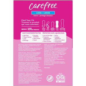 Carefree Panty Liners for Women, Long, Unwrapped, Unscented, 92ct | Pantiliners, Carefree Liners, Daily Liners for Women, Light Periods and Leaks, 8-Hour Odor Control | 92ct (Packaging May Vary)