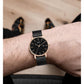 BUREI Men's Fashion Minimalist Wrist Watch Analog Date with Stainless Steel Mesh Band (Black Rose Gold)