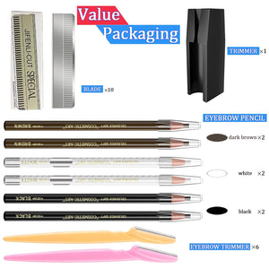 Waterproof Eyebrows Pencil Tattoo Makeup And Microblading Supplies Kit-Eye Brow Liners In 8 Eyebrow Pens 6 Eyebrow knives 1Eyebrow Pencil Shaper 10 Pencil Sharpeners