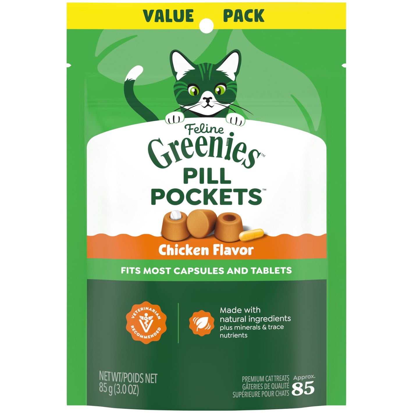 Buy now Greenies Feline Pill Pockets for Cats Soft Cat Treats, Chicken Flavor, 1.6 oz. Pouch, 45 Count Default Title at indiglob india