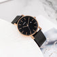 BUREI Men's Fashion Minimalist Wrist Watch Analog Date with Stainless Steel Mesh Band (Black Rose Gold)