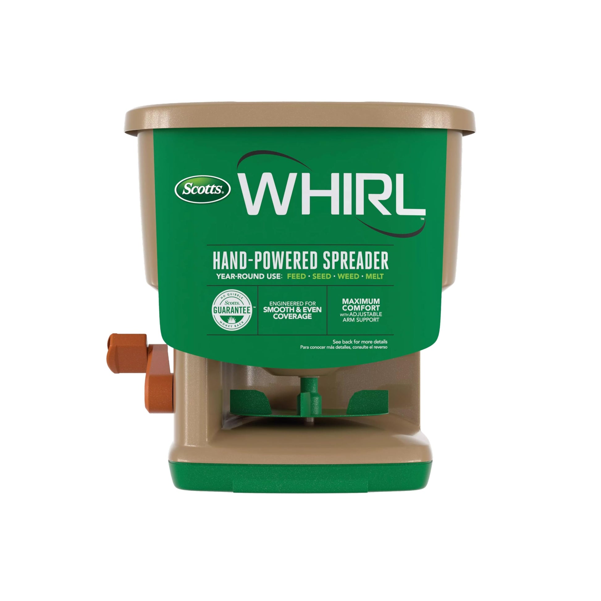 Buy now Scotts Whirl Hand-Powered Spreader for Grass Seed, Fertilizer, Salt, Ice Melt, Handheld Spreader Holds up to 1,500 sq. ft. Product at indiglob india