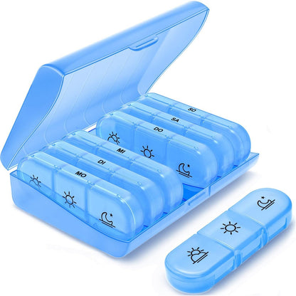 PULIV Weekly Pill Organizer 3 Times a Day, Portable Travel Pill Box 7 Day with Large Pill Containers, Light-Proof Pill Case for Vitamins, Medication, Supplements and Fish Oils (Black)