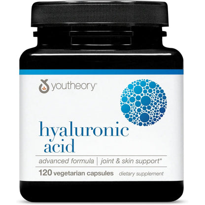 Youtheory Hyaluronic Acid Advanced Formula - Joint Support Supplement with Boswellia Extract* - Skin Health Supplement - Dairy, Soy & Gluten Free - 120 Vegetarian Capsules