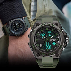 AIMES Mens Watches Sports Outdoor Waterproof Military Watch for Men Tactical Watch Analog Digital Date Alarm Stopwatch Multi-Function Tactics Big Face Wristwatch for Men