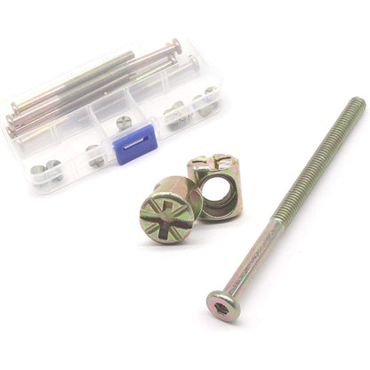 binifiMux 10-Pack M6 x 90mm Hex Allen Head Furniture Crib Baby Bed Bolt and Barrel Nuts, for Bunk Bed Chairs Cots Headboard