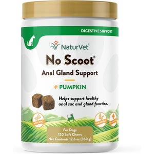 NaturVet - No Scoot for Dogs - 120 Soft Chews - Plus Pumpkin - Supports Healthy Anal Gland & Bowel Function - Enhanced with Beet Pulp & Psyllium Husk