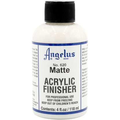 Angelus Matte Acrylic Finisher – Flexible Clear Coat for Leather Shoes, Bags, Jackets & Accessories, Matte Finish for Leather Craft & Restoration. No. 620-4 fl oz