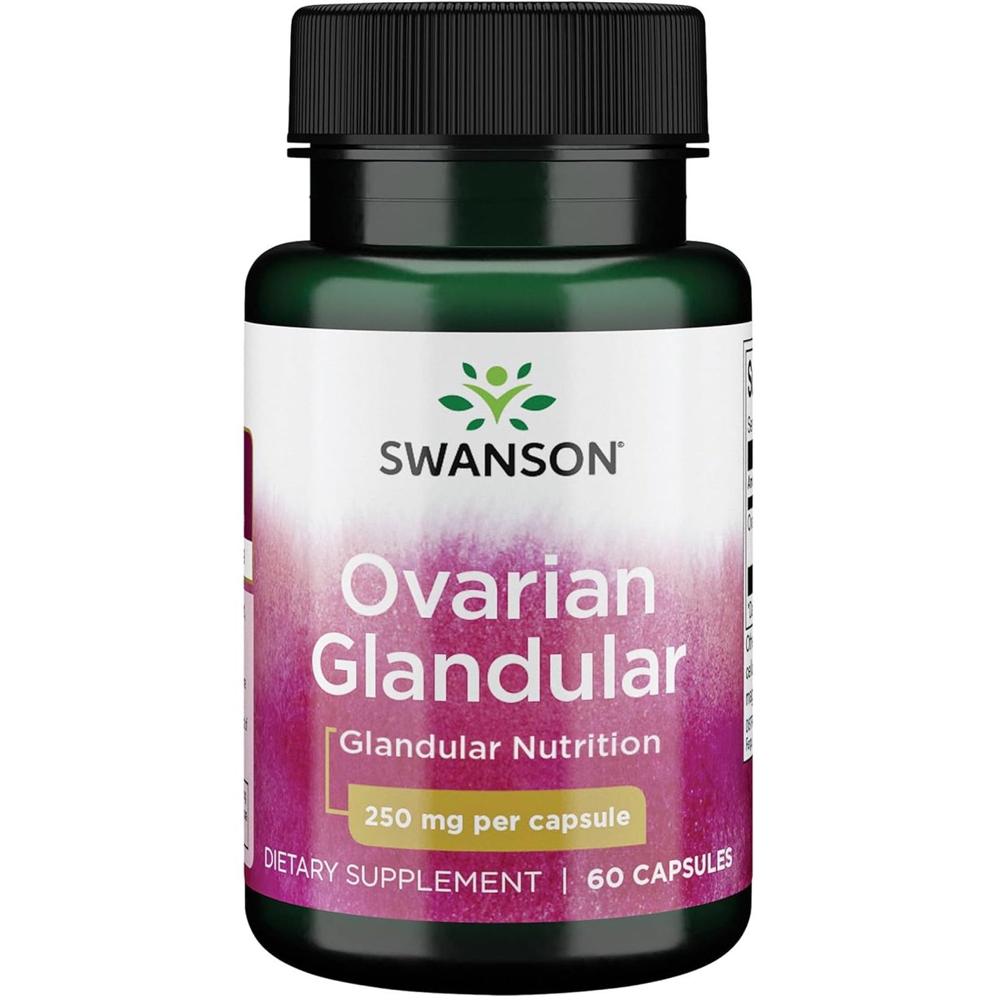 Swanson Ovarian Glandular Supplement - Women's Glandular Health and Balance Support - Premium Bovine Tissue - 60 Capsules, 250mg Each