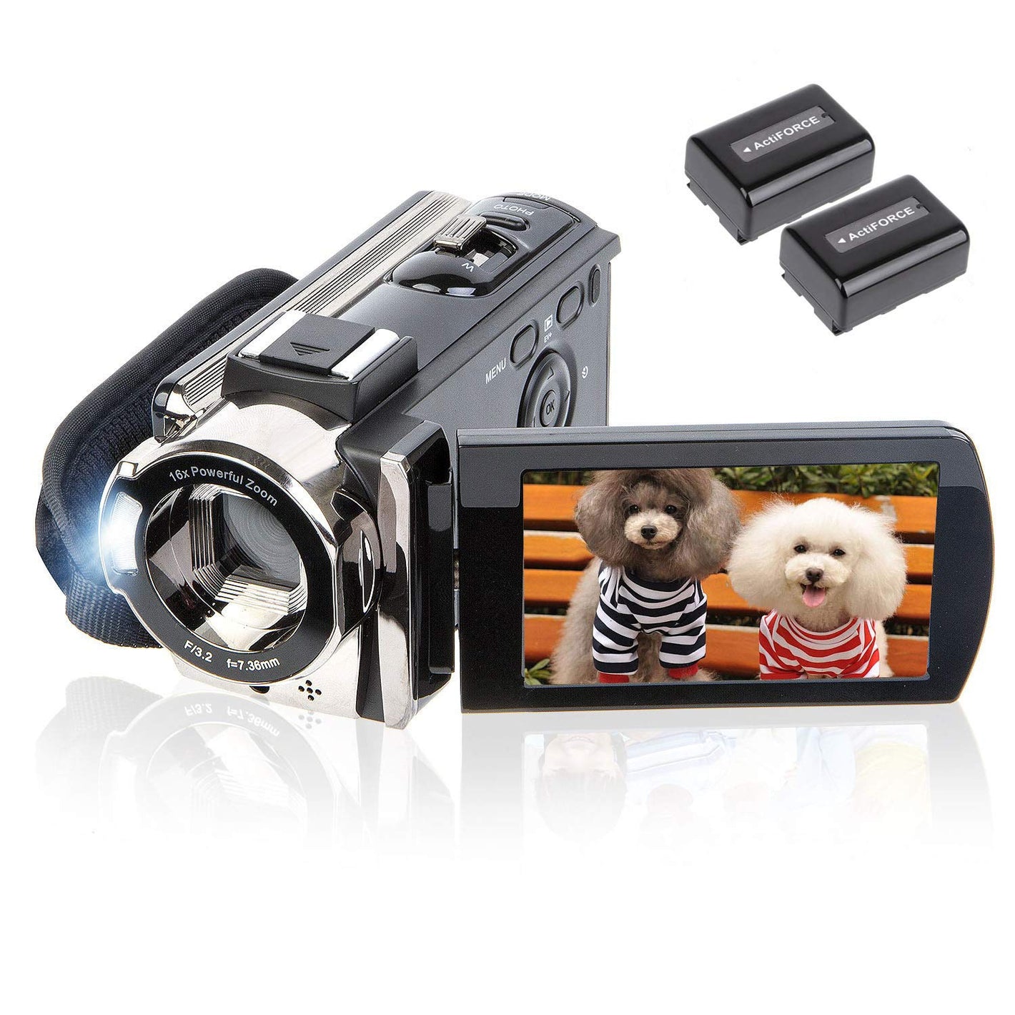 Buy now Video Camera Camcorder Digital Camera Recorder Full HD 1080P 15FPS 24MP 3.0 Inch 270 Degree Rotation LCD 16X Zoom Camcorder with 2 Batteries(604s) at indiglob india
