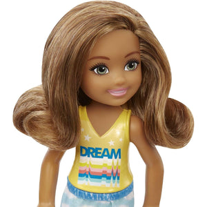 Barbie Chelsea Doll (6-inch Brunette) Wearing Skirt with Cloud Print and White Shoes, Gift for 3 to 7 Year Olds