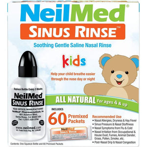 Neilmed's Sinus Rinse, Pediatric, Complete Saline Nasal Rinse Kit 60 Premixed Packets