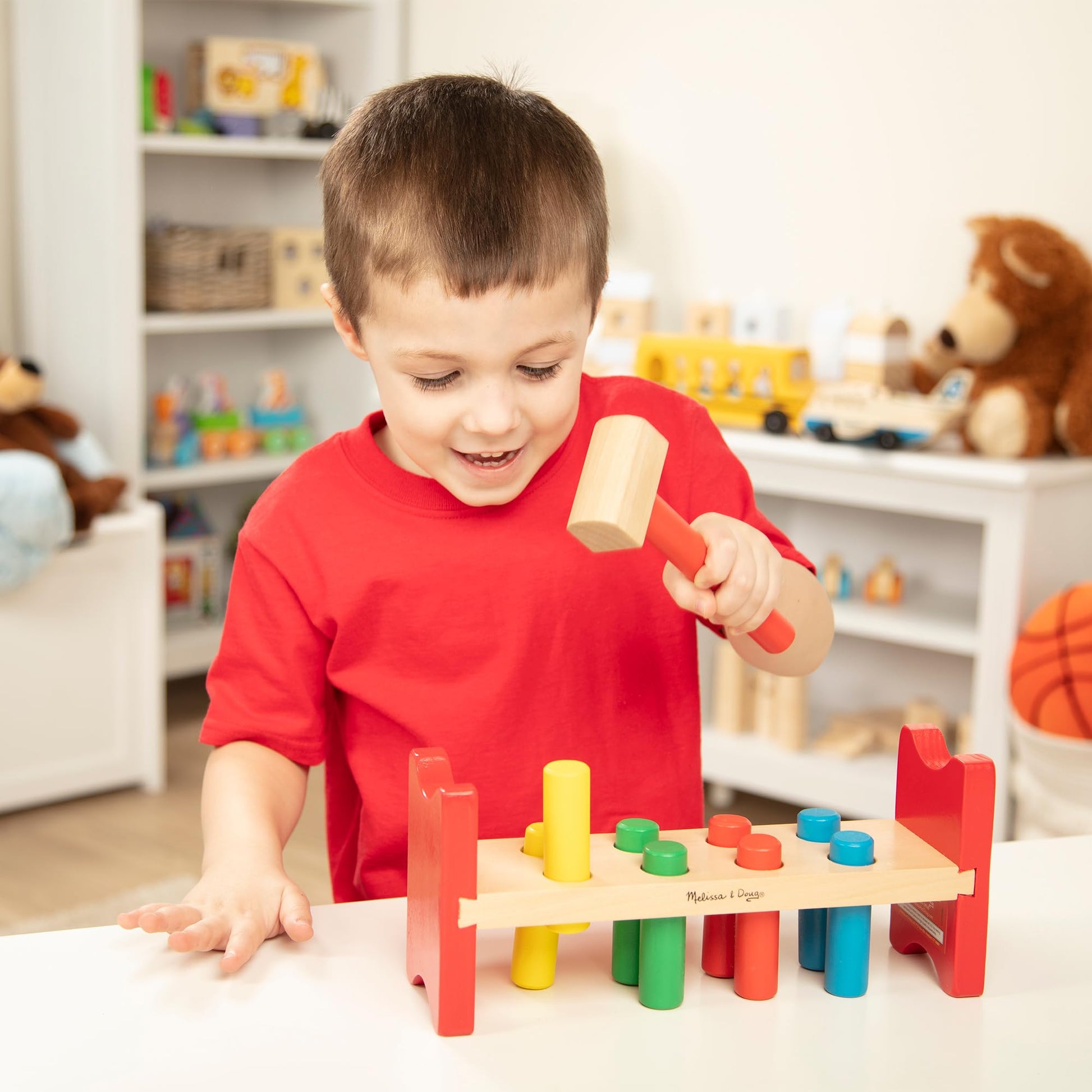 Buy now Melissa & Doug Deluxe Wooden Pound-A-Peg Toy With Hammer - FSC Certified at indiglob india