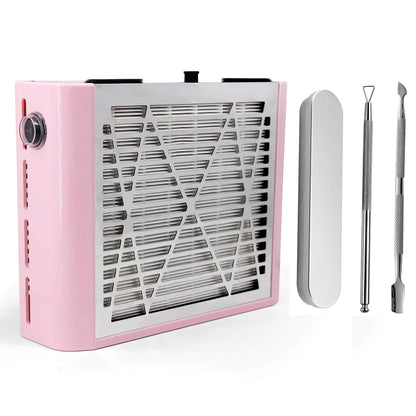 AONOLOVO Nail Dust Collector Machine, Upgraded Powerful Nail Vacuum Suction Fan Dust Extractor Manicure Tool for Acrylic Nail Poly Nail Extension Gel Removal, Pink
