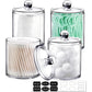 SheeChung 2 Pack of 10 Oz. Small Clear Plastic Apothecary Jar - Qtip Dispenser Holder Bathroom Vanity Storage Canister Acrylic Jar for Cotton Balls/Swabs/Rounds,Q-tips (Black)