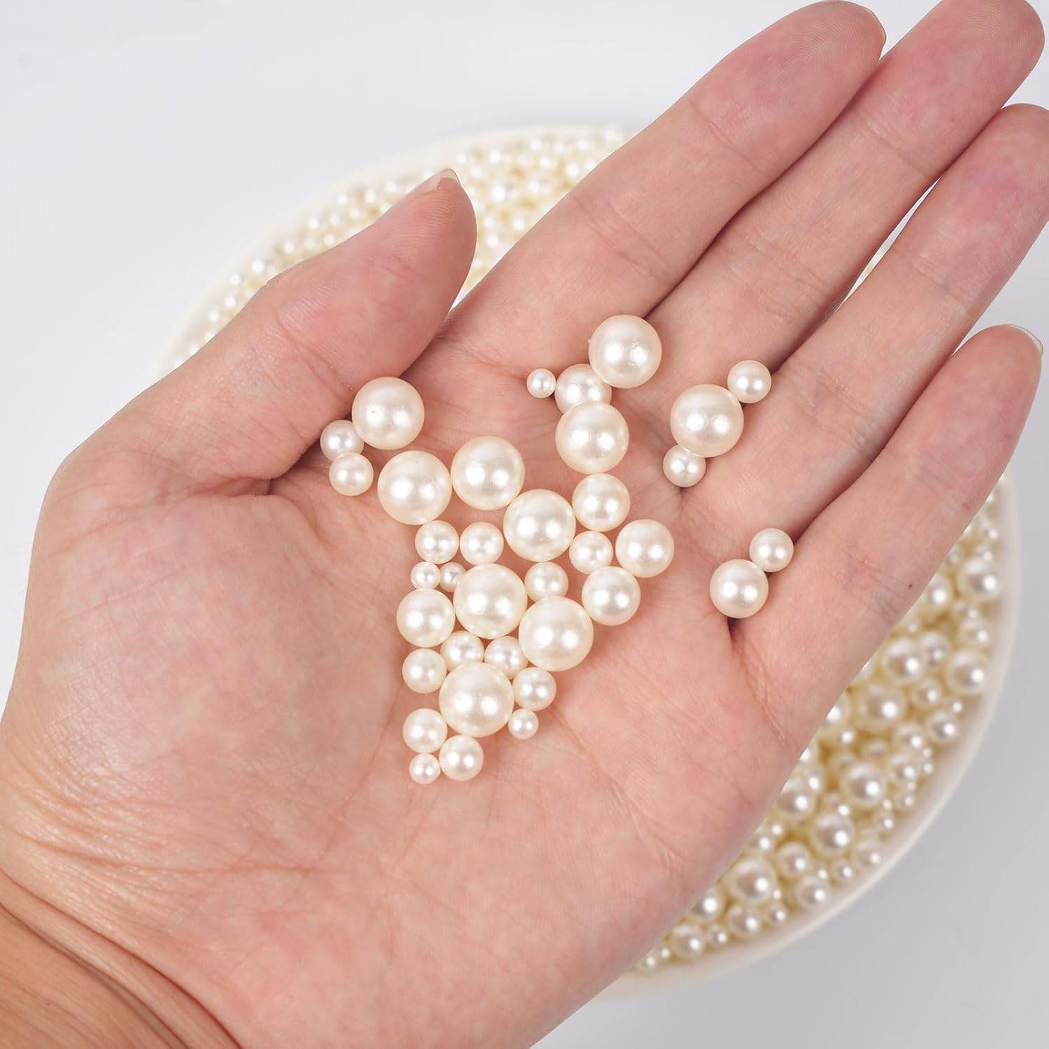 1200pcs 4 Sizes Small ABS Pearl Ivory （No Hole） Elegant Luster, Mini Small Pearls for Crafts, DIY, Vase Filling, Wedding, Birthday Party, Home Decoration (4mm, 6mm, 8mm,10mm) - My Store