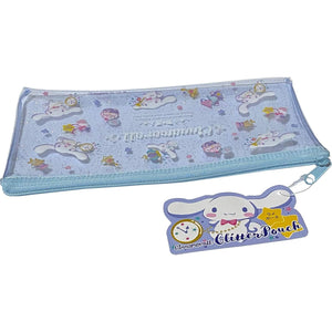 FRIEND Sanrio Cinnamoroll Flat Vinyl Glitter Pouch 20×10 cm Zipper Pen Accessories Case Bag (Happy)