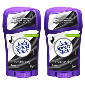 Lady Speed Stick Deodorant 1.4 Ounce Powder Fresh Invisi Dry (41ml) (2 Pack)