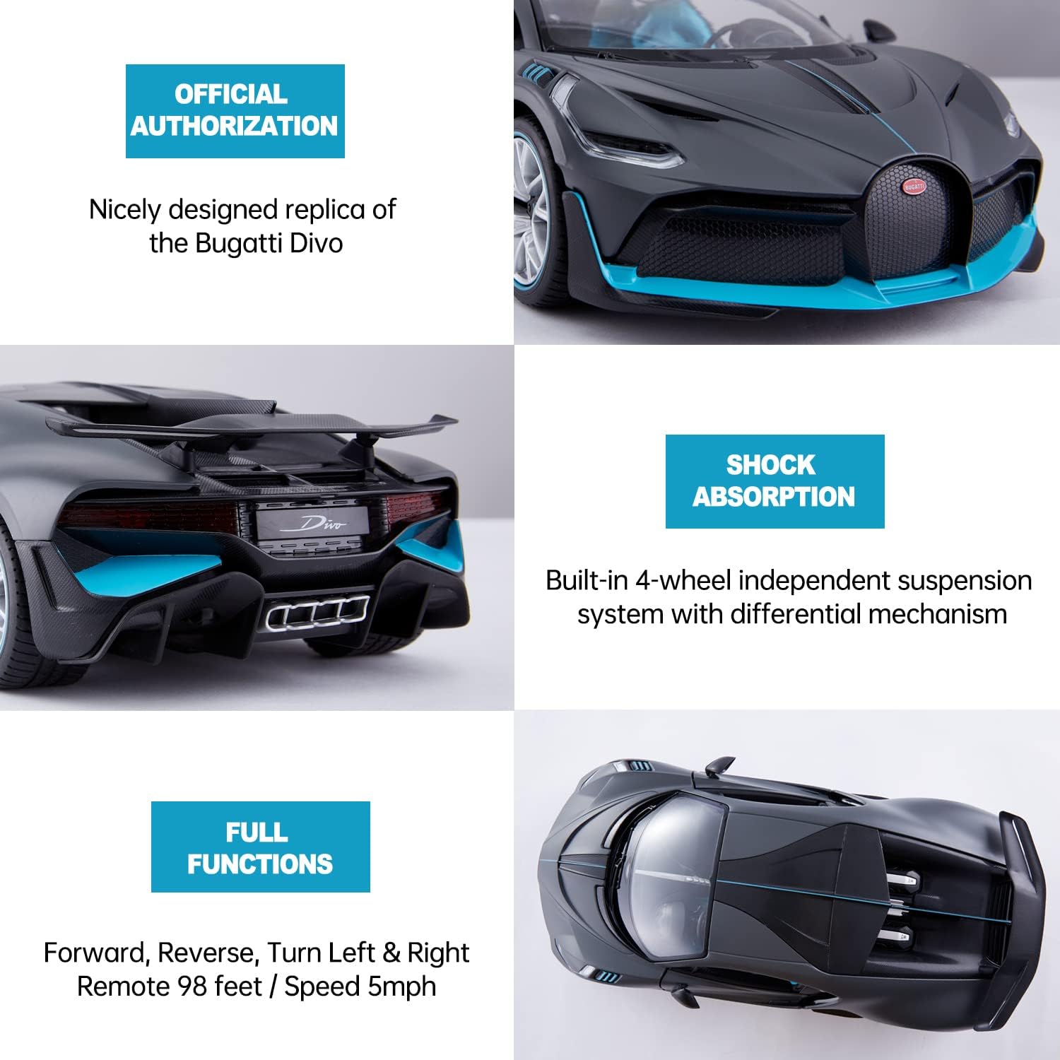 Buy now RASTAR RC Car | 1/14 Scale 2.4Ghz Bugatti Divo Radio Remote Control R/C Toy Car Model Vehicle for Boys Kids at indiglob india