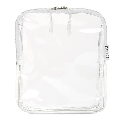 BORSALI TSA Quart Size Bag Approved for Carry On Travel - One (1) Quart Clear Toiletries, Cosmetic and 3-1-1 Liquids Toiletry Bag