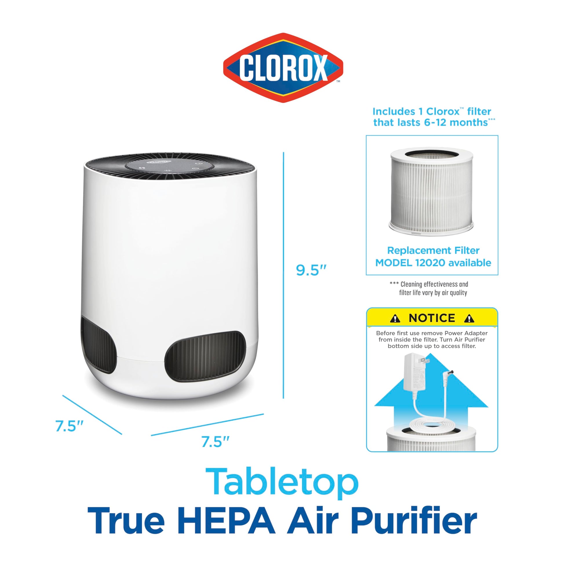 Buy now Clorox Air Purifiers for Bedroom Home, True HEPA Filter, Small Rooms Up to 200 Sq Ft, Removes 99.9% of Mold, Viruses, Wildfire Smoke, Allergens, Pet Allergies, Dust, AUTO Mode, Whisper Quiet at indiglob india
