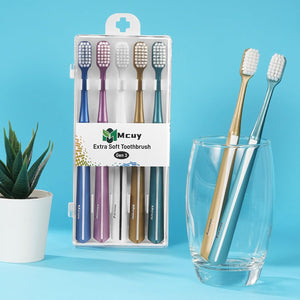 10000 Bristle Micro Nano Toothbrush for Sensitive Teeth and Gums Care, Extra Soft Silko Toothbrush for Adults and People with Braces, 4 Count