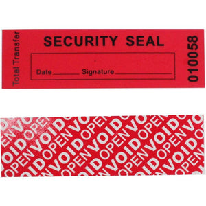 100pcs 100% Total Transfer Tamper Evident Security Warranty Void Stickers/Labels/Seals (Red, 1 x 3.35 Inches, Serial Numbers) - My Store