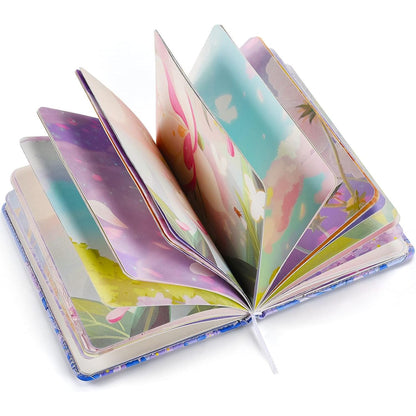 OMEYA Leather Beautiful Journal, Blank Colorful Notebooks for Women Girls Gift, Hardcover Art Sketchbook Personal Diary Writing Journal to Write in, Thick Pages (Fragrant Flowers)