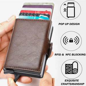 Card Holder, Men Credit Card Holder, Slim Card Case Front Pocket Anti-theft-RFID Auto Pop up Travel Thin Wallets for Men