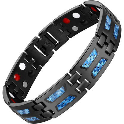 Feraco Mens Magnetic Bracelet Titanium Steel Magnet Therapy Bracelets with Sizing Tool, Silver