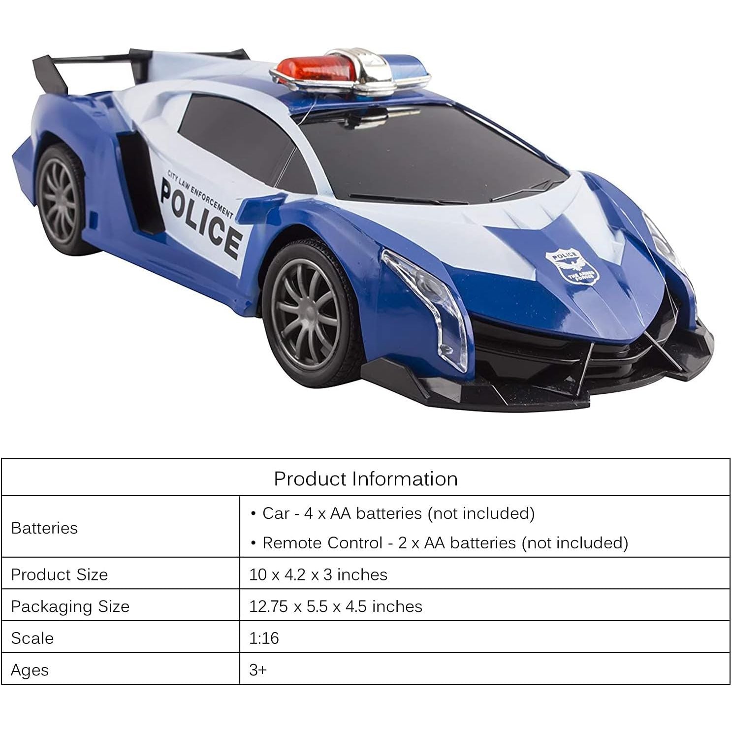 Buy now Vokodo Police RC Toy Super Exotic Large Remote Control Sports Car with Working Headlights and Police Lights (Blue) at indiglob india