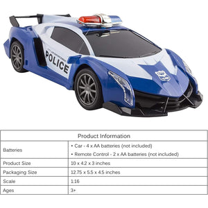Buy now Vokodo Police RC Toy Super Exotic Large Remote Control Sports Car with Working Headlights and Police Lights (Blue) at indiglob india