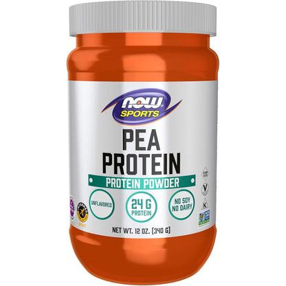 NOW Foods Sports Nutrition, Pea Protein 24 g, Easily Digested, Unflavored Powder, 12-Ounce