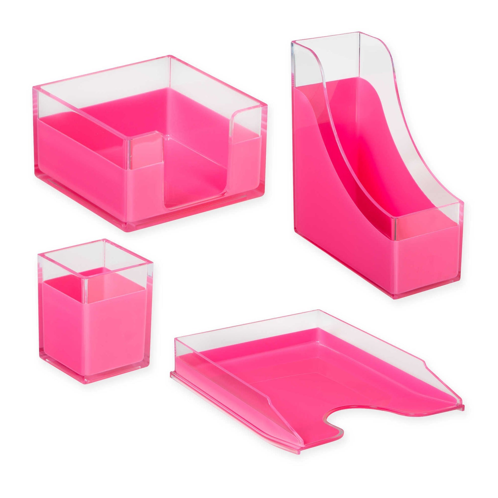 Buy now Richards Homewares Modern Desk Organizer, Clear and Pink at indiglob india