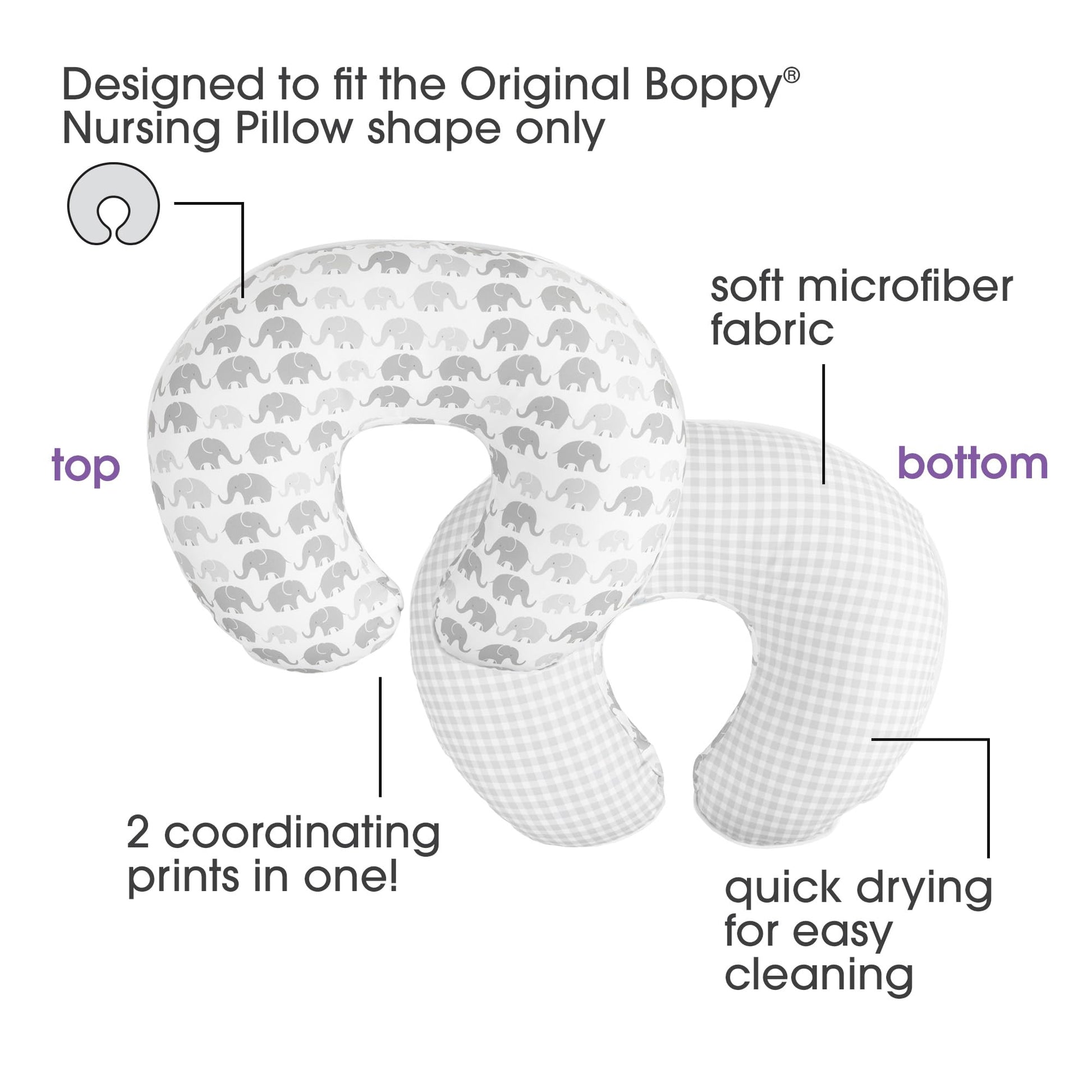 Buy now Boppy Nursing Pillow Cover, Premium Quick-Dry Fabric, Gray Elephants, Fits The Original Support Boppy Pillow for Breastfeeding and Bottle Feeding, Cover Only at indiglob india