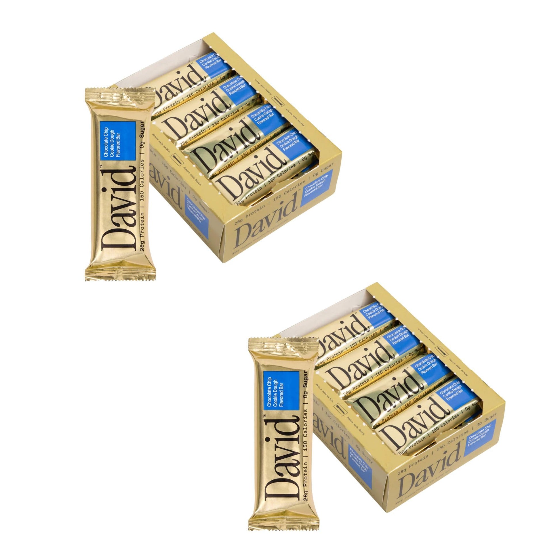 Buy now David High Protein Bars - 0g of Sugar, Low Carb, Gluten Free - 28g of Protein, 150 Calories - On-The-Go Snack - Chocolate Chip Cookie Dough Flavor, Pack of 12 at indiglob india