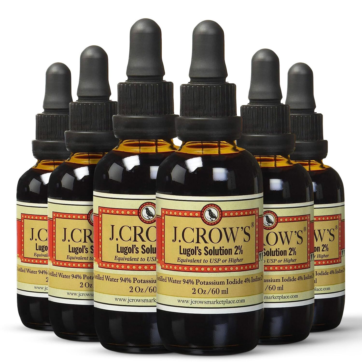 Buy now J.CROW'S® Lugol's Solution of Iodine 2% 2 oz (3 Bottles) – Premium Iodine & Potassium Iodide Liquid, Gluten &, Alcohol-Free Natural Brine Extract, No Expiration Unflavored 2 Fl Oz (Pack of 6) at indiglob india