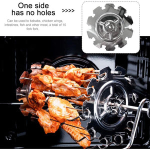 BBQ Steel Metal Roaster Rotisserie Skewers Needle Cage Oven Kebab Maker Grill