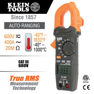 Buy now Klein Tools CL220 Digital Clamp Meter, Auto-Ranging 400 Amp AC, AC/DC Voltage, TRMS, Resistance, Continuity, NCVT Detection, and Temp at indiglob india