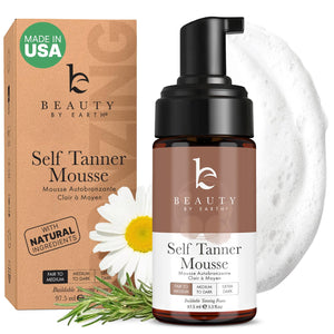Buy now Self Tanner Mousse - USA Made with Natural & Organic Ingredients, Self Tanning Mousse for Fake Tan, Sunless Tanner for Pale Skin, Clear & Non Toxic Tanning Foam for Streak Free Finish, No Orange Color at indiglob india