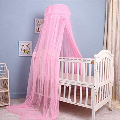 Baby Infant Toddler Bed Dome Cots Mosquito Netting Hanging Bed Net Mosquito Bar Frame Palace-Style Crib Bedding Set (White Mosquito Netting Only, Without Stand)