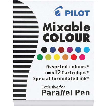 PILOT Parallel Mixable Color Ink Refills for Calligraphy Pens, 12 Colors, 12-Pack (77312)