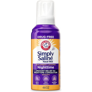 ARM & HAMMER Simply Saline Nighttime Drug-Free Mist for Nasal Congestion at Night, Extra Strength, Calming Eucalyptus, Safe to Use with Rx and OTC, For Adults and Kids Ages 2+, 4.6 oz (129 g) - My Store
